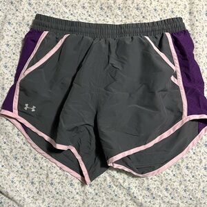 Under Armour Athletic Shorts Gray and Purple with Elastic Waistband